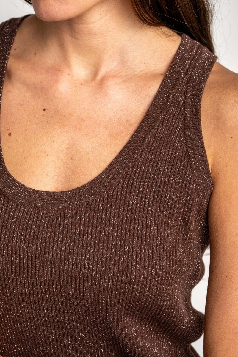 Top Tejido Lurex Chocolate