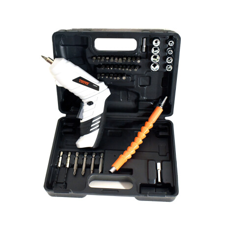 Atornillador Taladro recargable Portátil con accesorios Negro