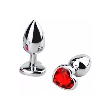 Plug Anal De Acero Con Rubí En Forma De Corazón Large Plug Anal De Acero Con Rubí En Forma De Corazón Large