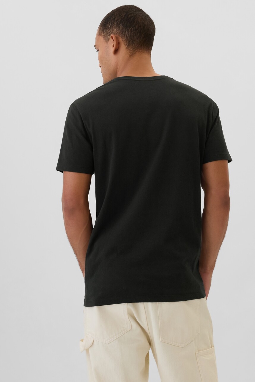 Remera Cuello V Mini Logo Gap Hombre True Black V2