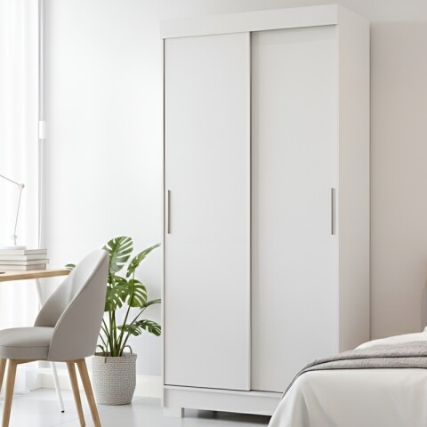Ropero Antares 2 Puertas Corredizas con 2 Cajones Blanco Ropero Antares 2 Puertas Corredizas con 2 Cajones Blanco