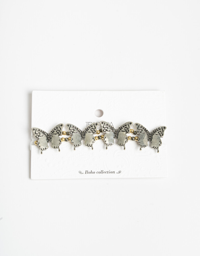 Pulseras Elásticas Folk Pulsera Elástica Mariposa Boho - Dorado Antique Gold