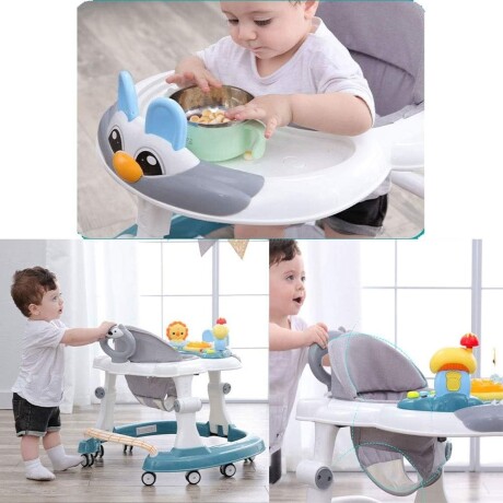 Andador Caminador para Bebé Plegable y Portable c/Accesorios Gris
