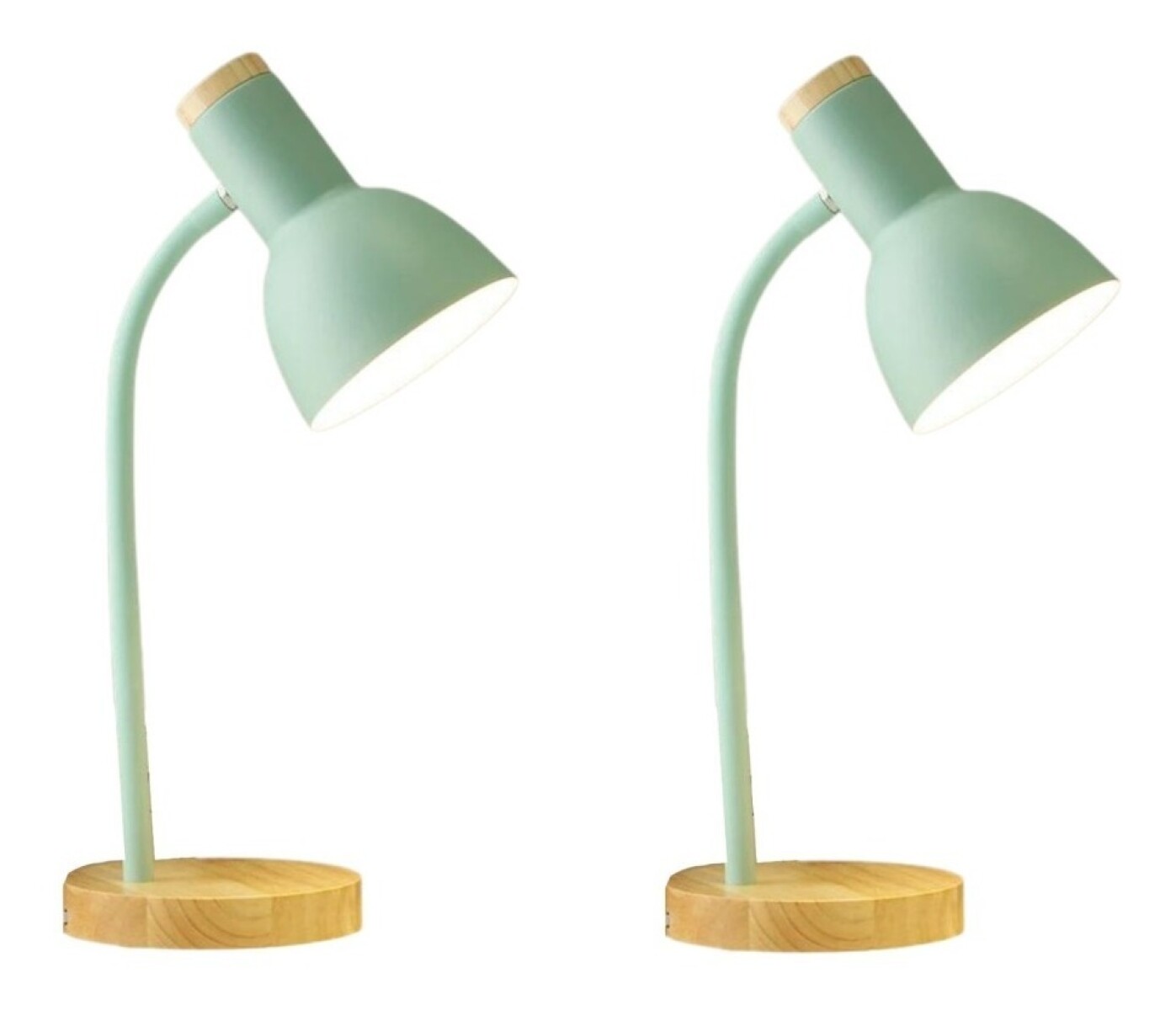 Pack X2 Lampara Escritorio Portatil Nordica Madera Vintage - Verde 