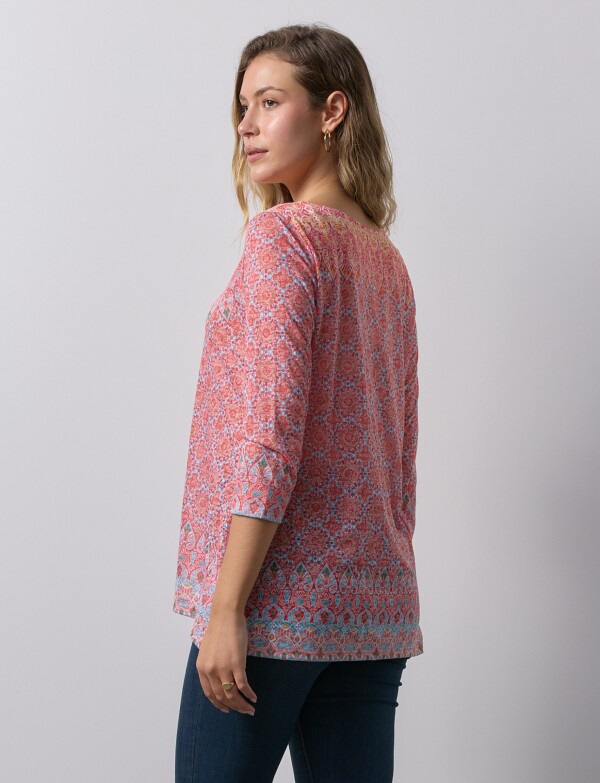 Blusa Det Cuello Printed ROJO/MULTI