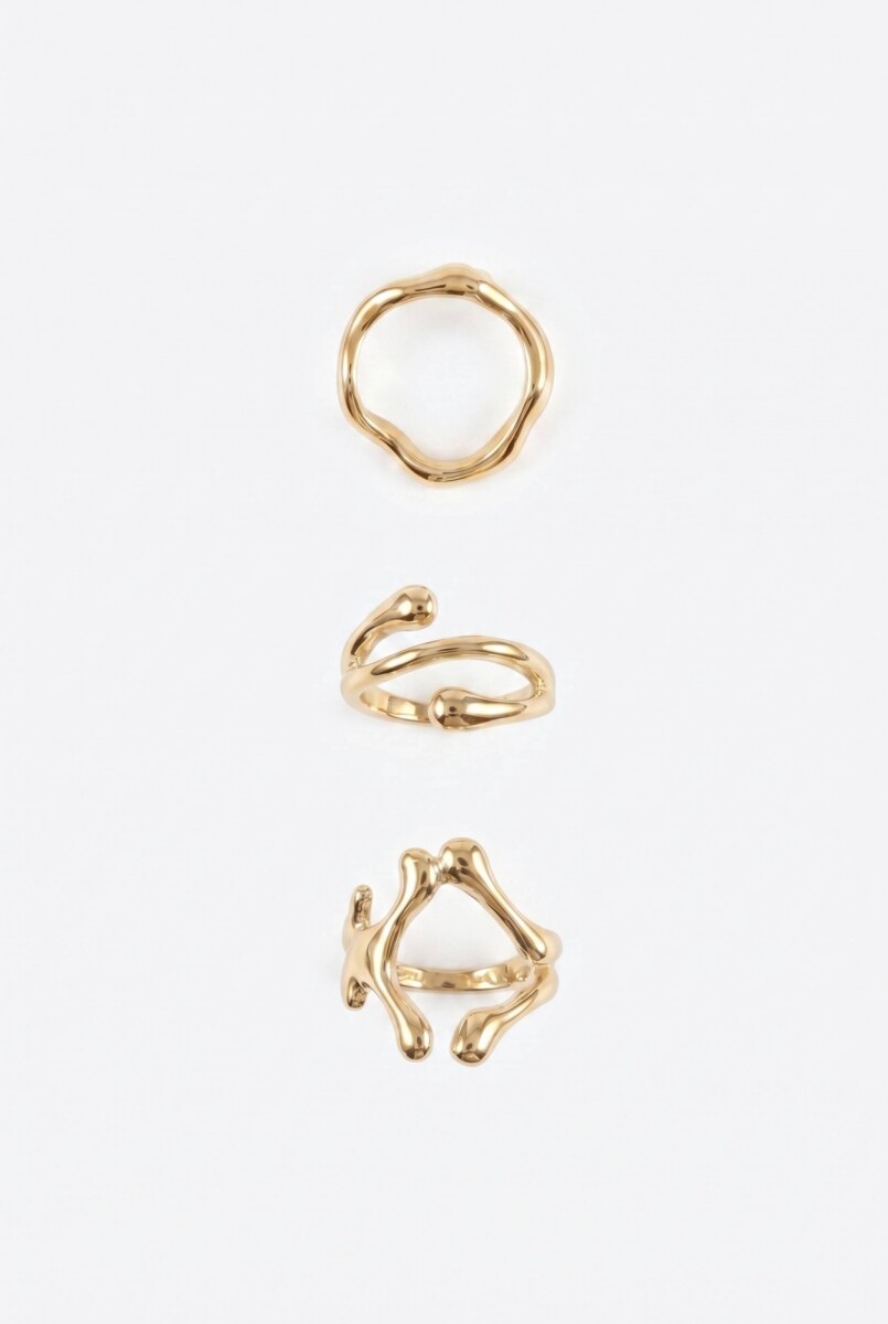 Set de tres anillos gotic - dorado 