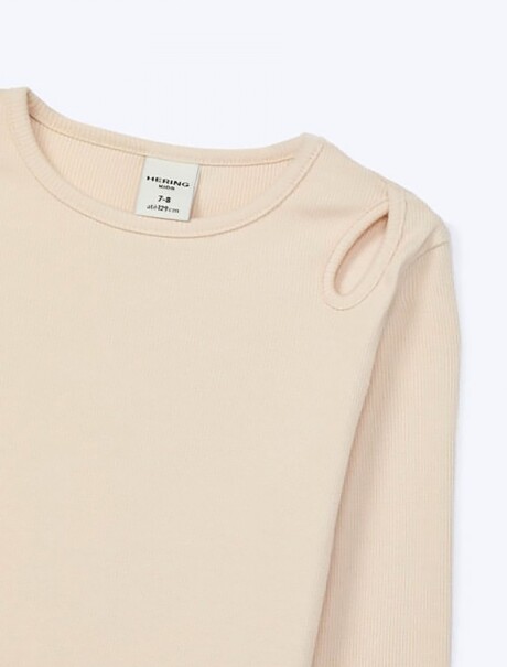 BLUSA INFANTIL EN TELA ACANALADA BEIGE