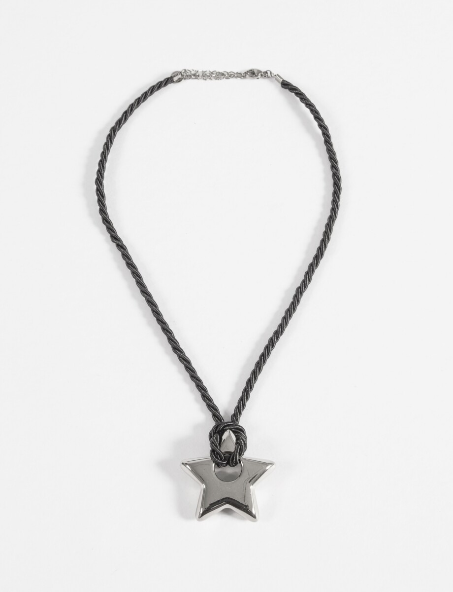 Collar cordón dije estrella acero - plateado 