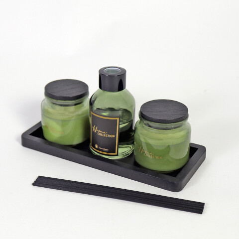 SET DIFUSOR/VELA AROMATICA GREEN TEA 4PZAS Unica