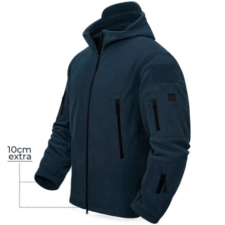 Campera Polar Uzspace Táctica Con Capucha Invierno Azul Oscuro