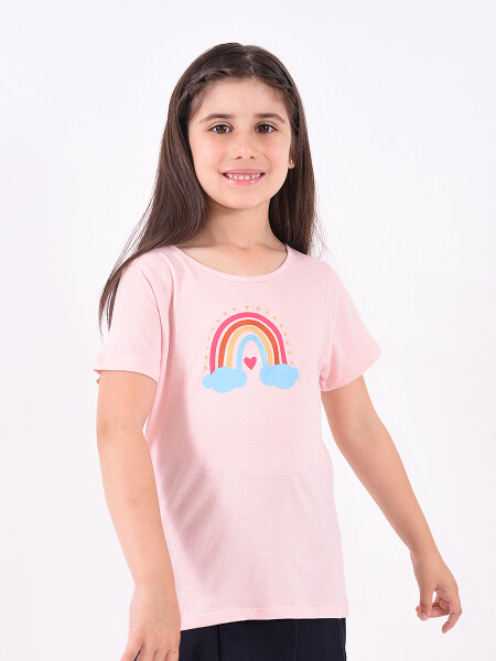 REMERA ARCOIRIS ROSA CLARO