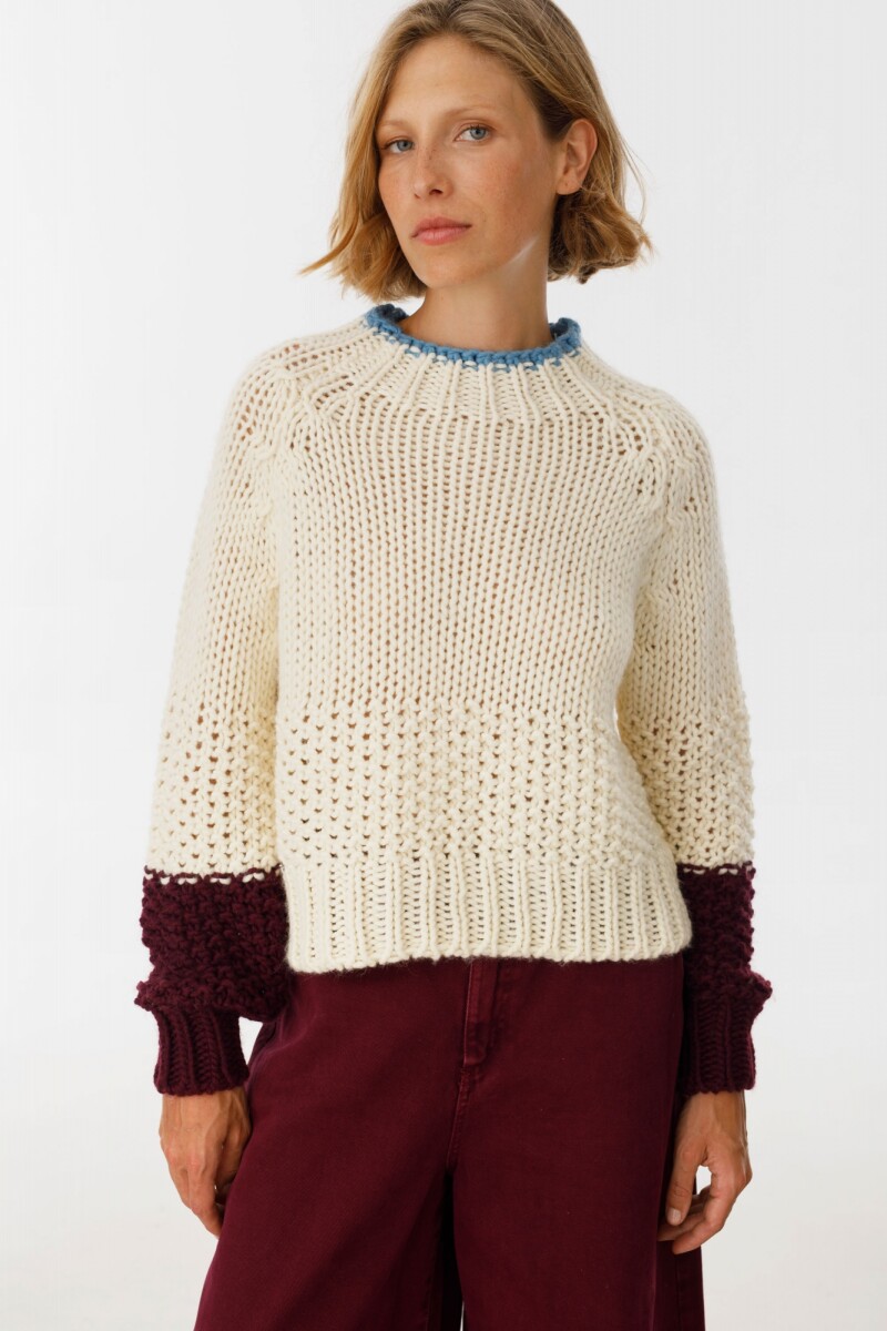 Sweater Rice Bordeaux/Crudo/Celeste