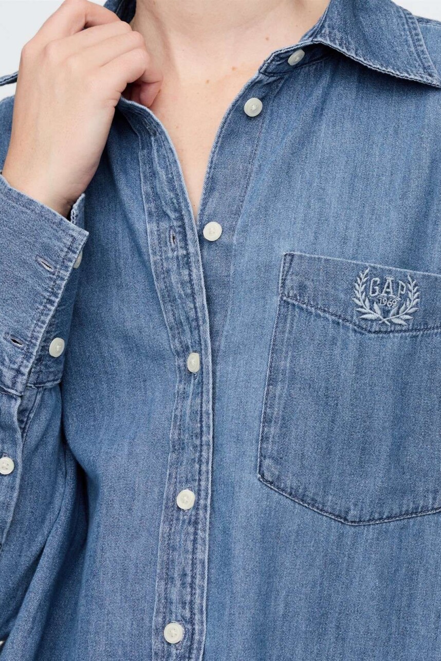 Camisa De Jean Mujer Blue Chambray