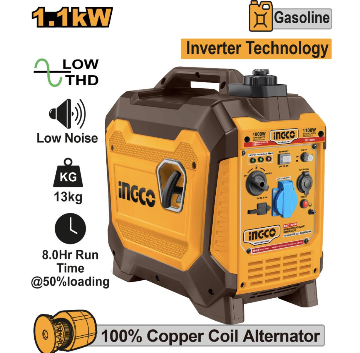 GENERADOR INVERTER 1.1KW 1100W INGCO GEI15006 