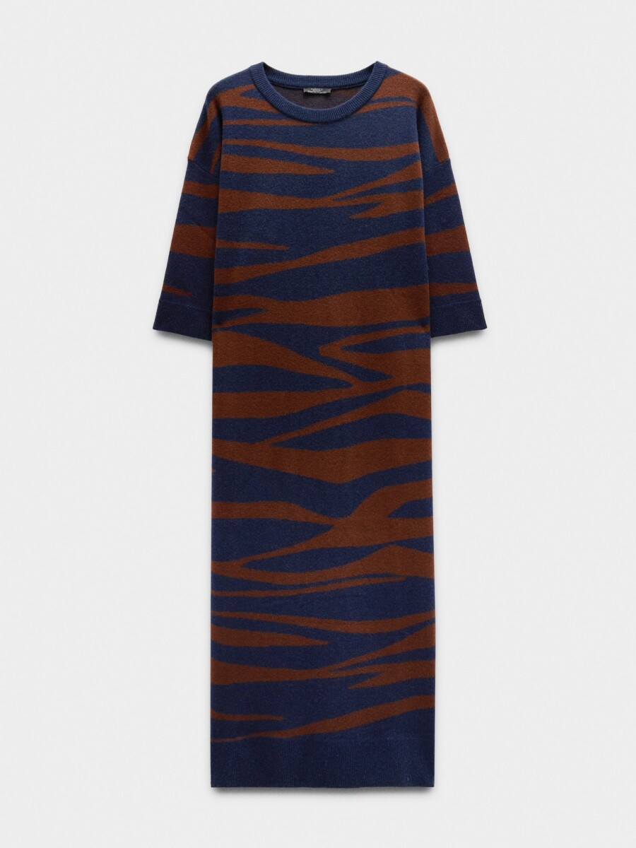Vestido De Punto Jacquard multicolor