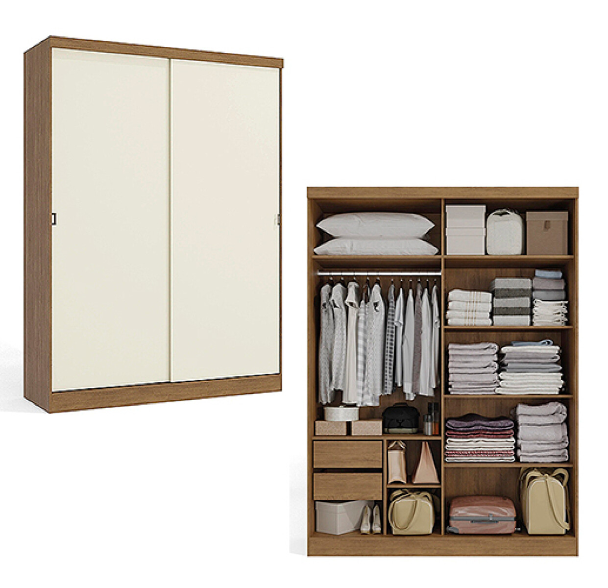 PLACARD ROPERO - 2 PUERTAS MDF-Y-MDP MARRON J563 - Sin color 