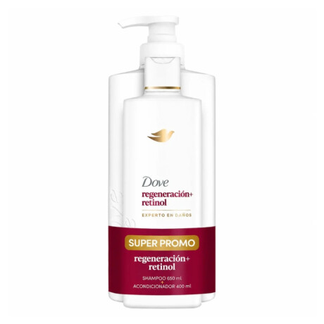 Pack Dove Regeneración + Retinol Shampoo 650ml + Acondicionador 400ml Pack Dove Regeneración + Retinol Shampoo 650ml + Acondicionador 400ml