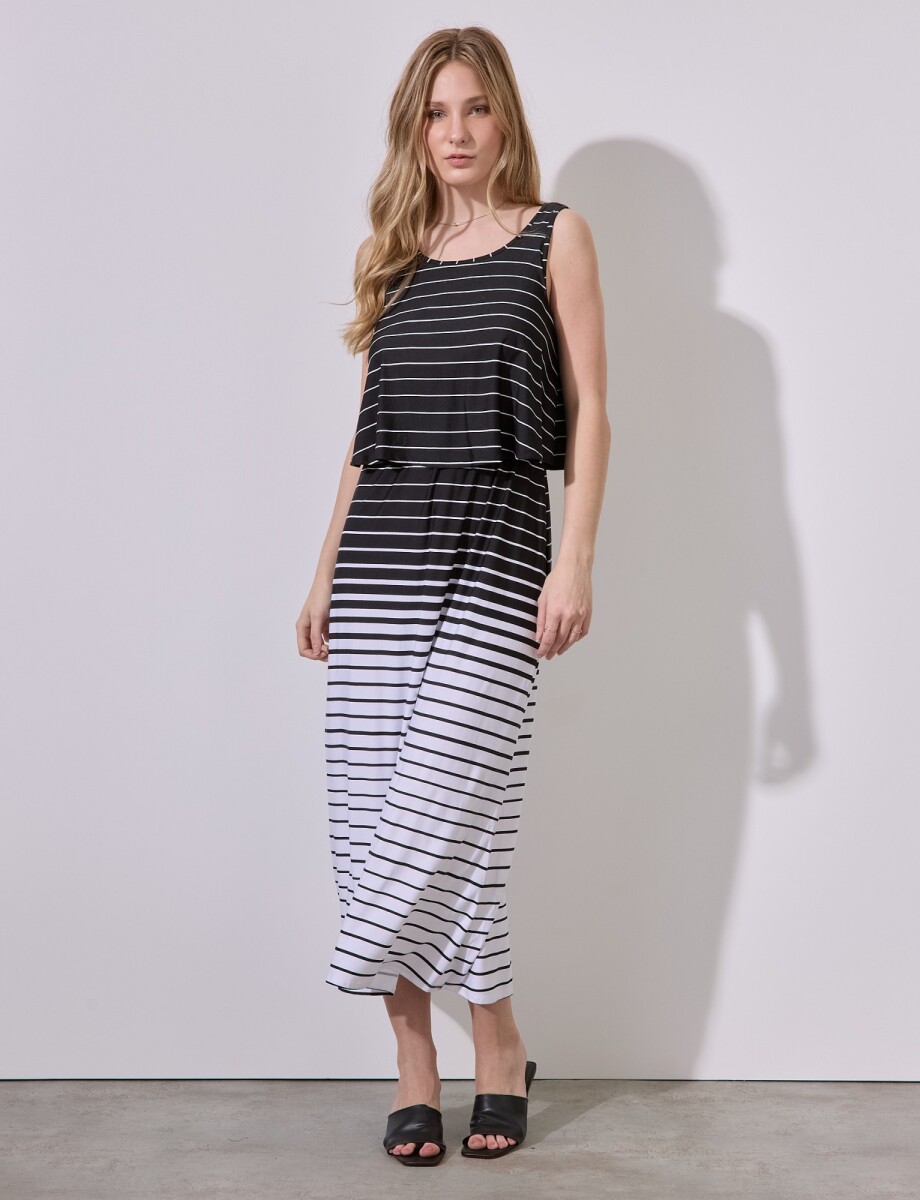 Vestido Maxi Print - Negro/blanco 