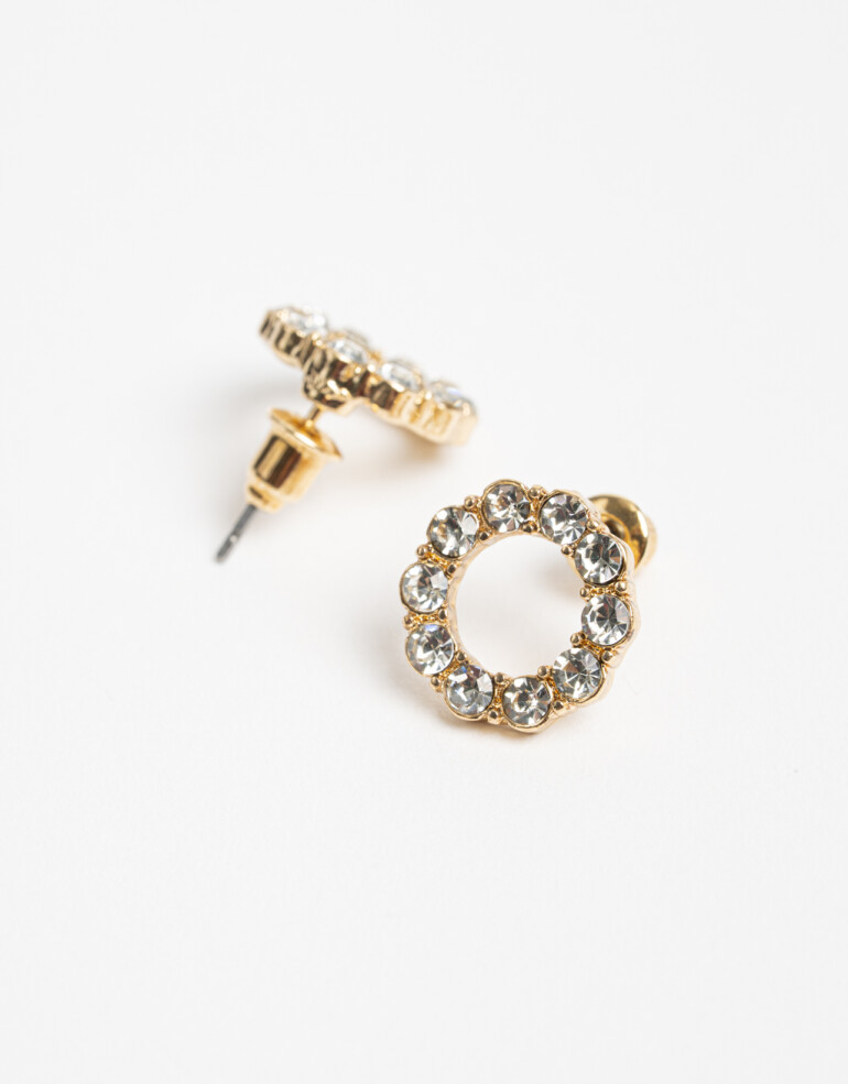 Aros Pasantes Strass Aros Pasantes Arandelas Strass - Dorado