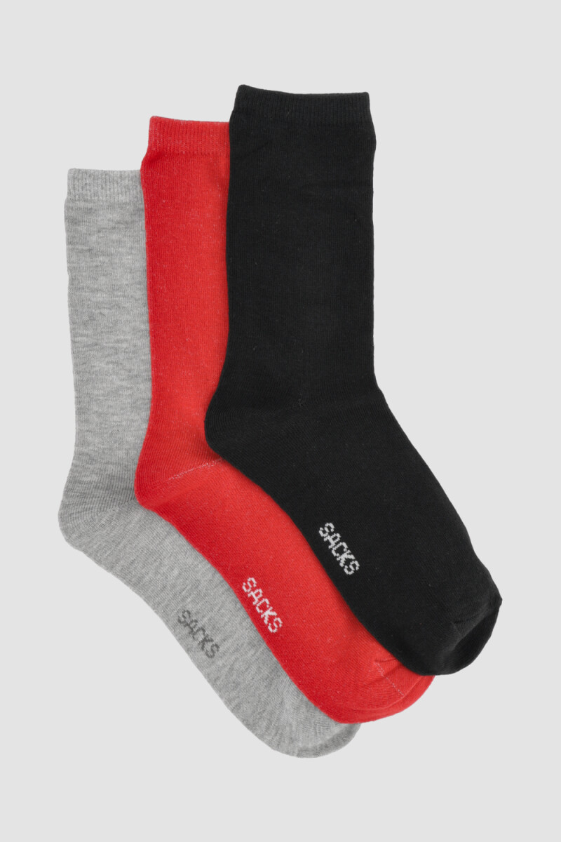 Pack de tres medias lisas. de algodón. en varios colores sur Variante 30