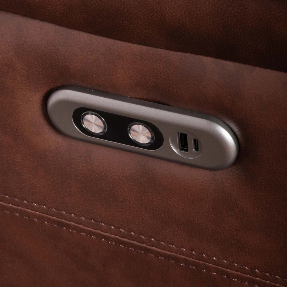 RECLINER ELÉCTRICO 2 CUERPOS CUERO-Y-SIMIL-CUERO MARRON JOSHUA