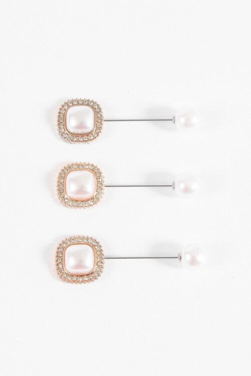 Prendedor perla strass circulo crudo