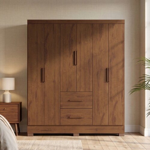 Ropero Primordial Max 6 Puertas 2 Cajones Jacaranda