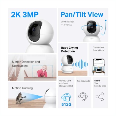 Cámara De Vigilancia TP-LINK C210 2K WiFi Rotatoria 360° Cámara De Vigilancia TP-LINK C210 2K WiFi Rotatoria 360°
