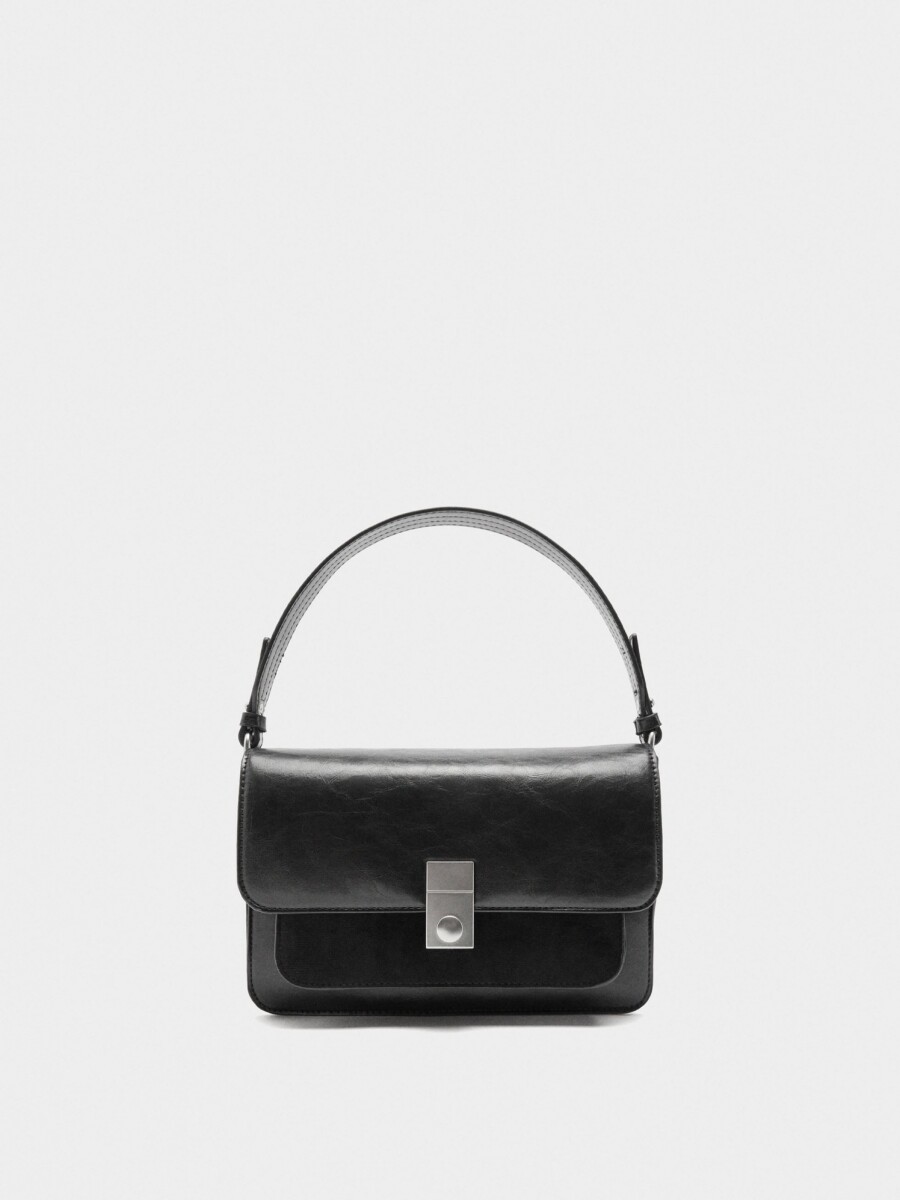 Bolso De Mano Con Solapa negro