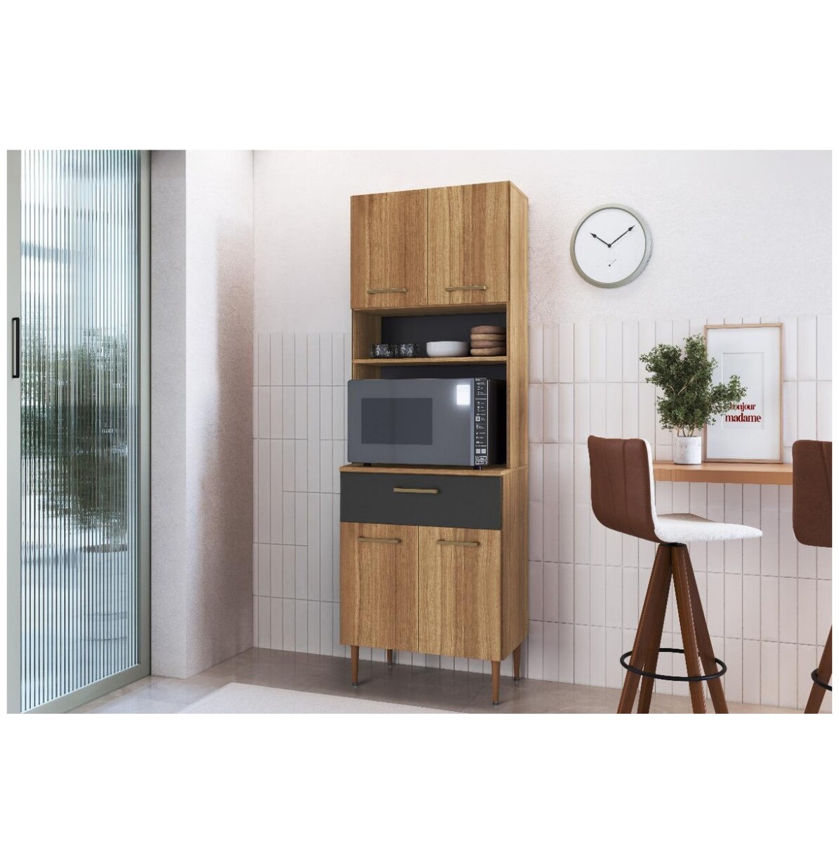 Alacena Kit De Cocina Arte Cas 60cm Ancho 4 Puerta Y 1 Cajón Multicolor 