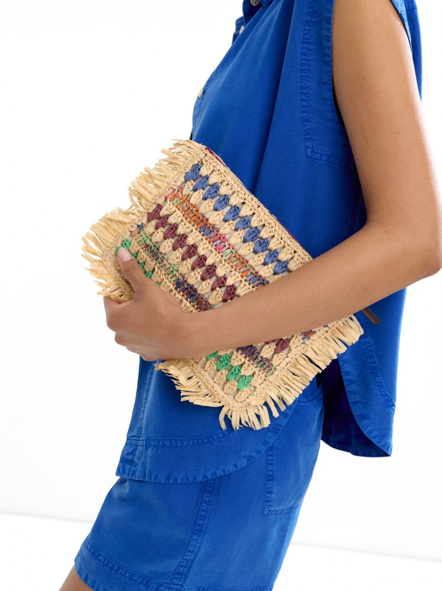 Bolso De Mano Multicolor Con Efecto Rafia - multicolor 
