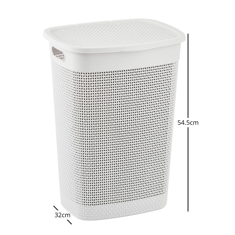 Canasto Organizador Para Ropa Simil Ratán 40 Lts BLANCO