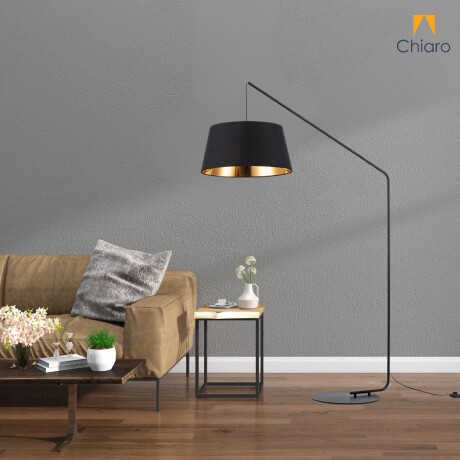 Luminaria de pie pantalla negra interior dorado E27 180cm Luminaria de pie pantalla negra interior dorado E27 180cm