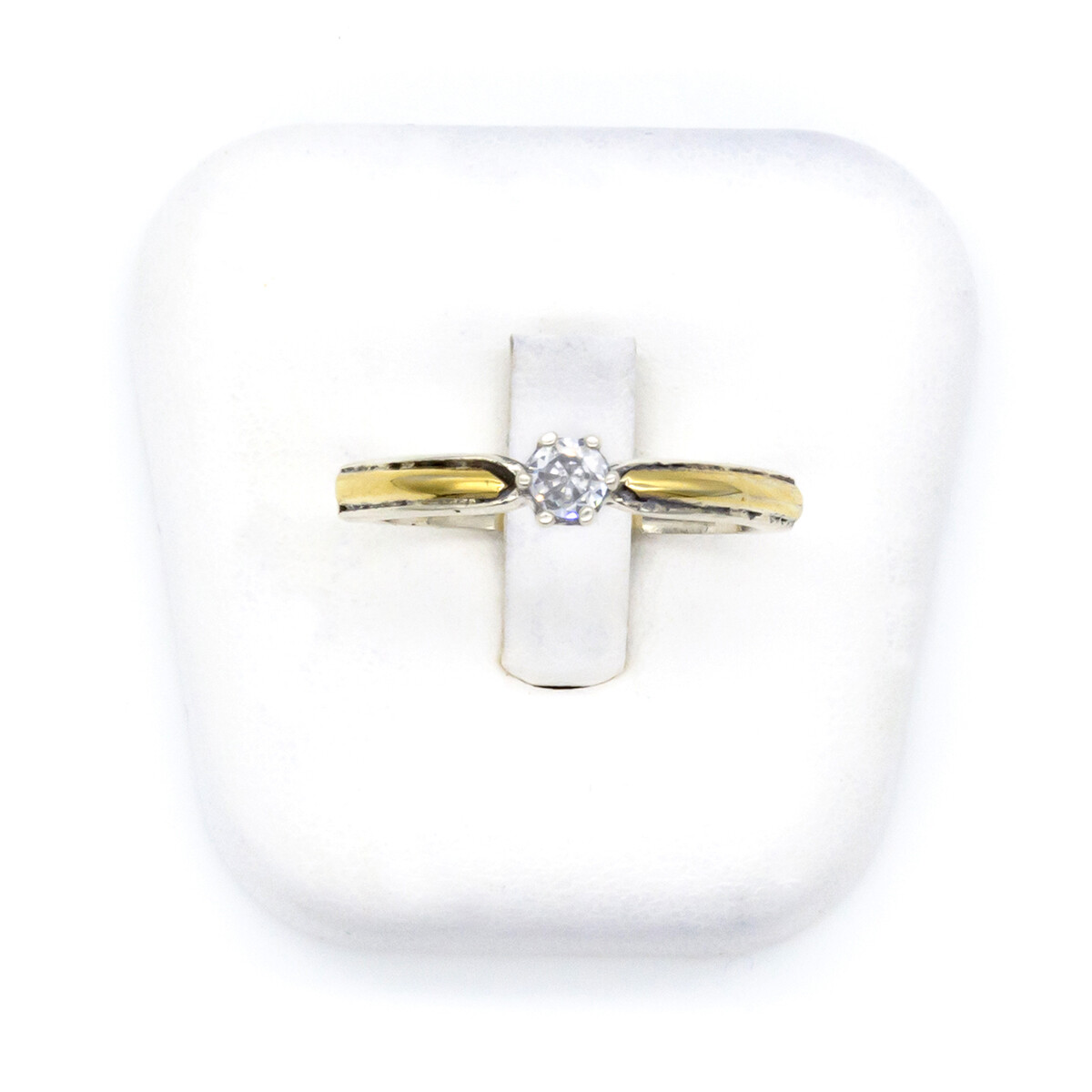 Anillo de plata 925 y double de oro 18 ktes con circonia. 