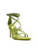 Sandalia Taco Alto Fino Verde Brillos U