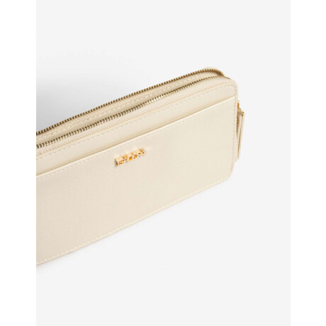 Billetera Fichero Rectangular Con Cierre Blanco Crudo