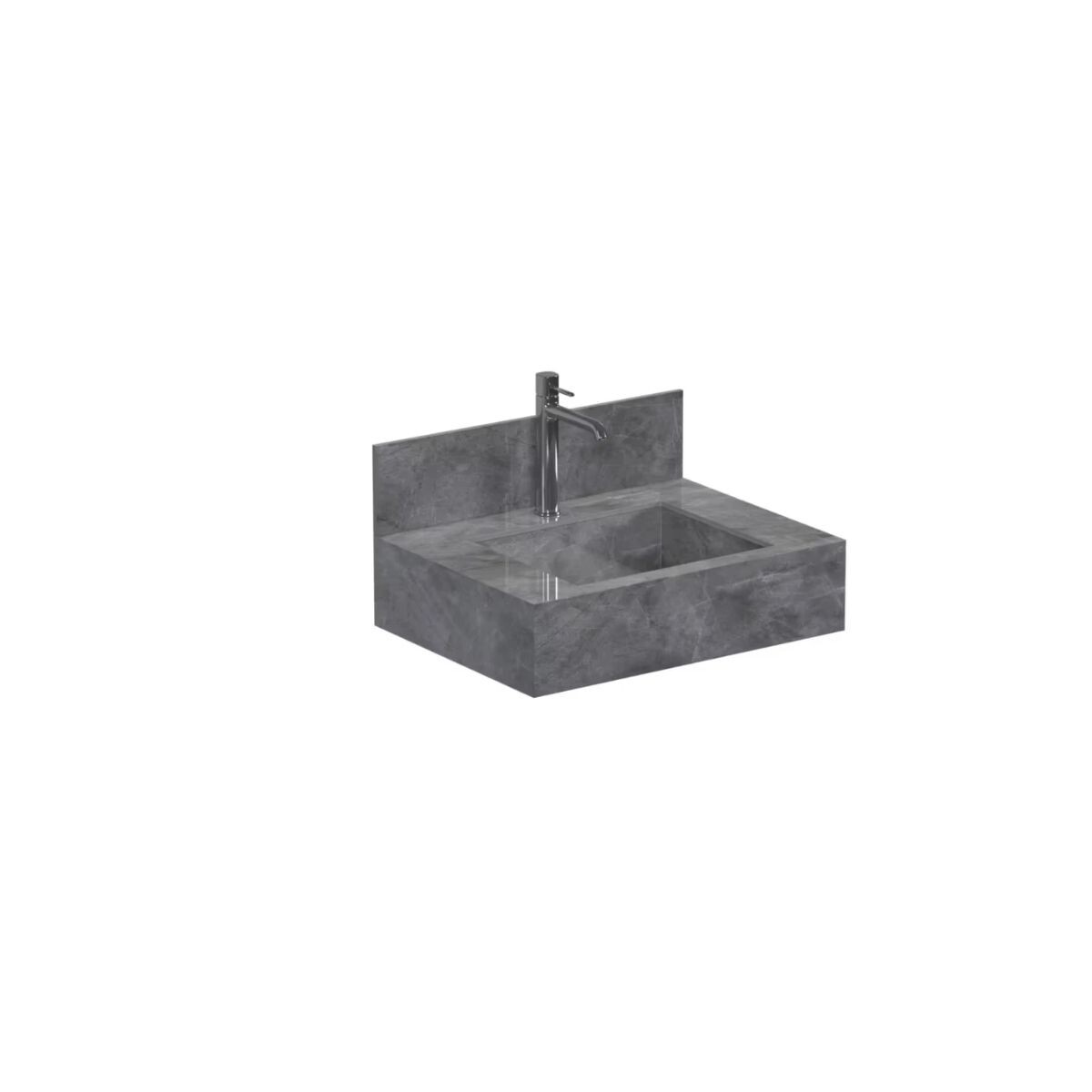 Mueble De Baño Suspendido De Porcelanato Gris Napoles 60 Cm Con Bacha Incorporada 