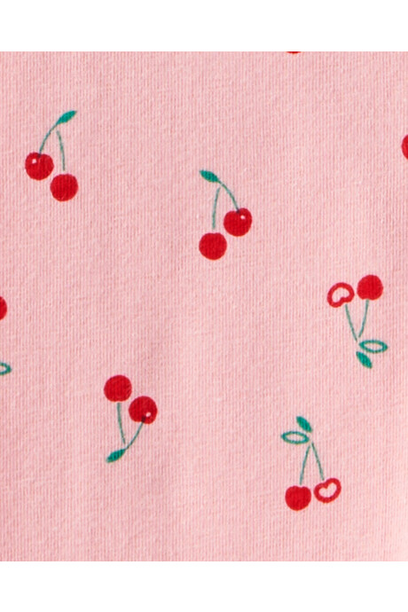 Set dos piezas de algodón, pantalón y buzo, rosado, diseño cerezas. Talles 6-24M Sin color
