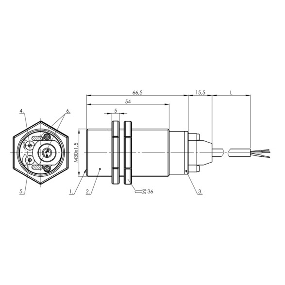Sensor capacitivo PNP NA+NC metalico Ø30mm 24VDC BF0056