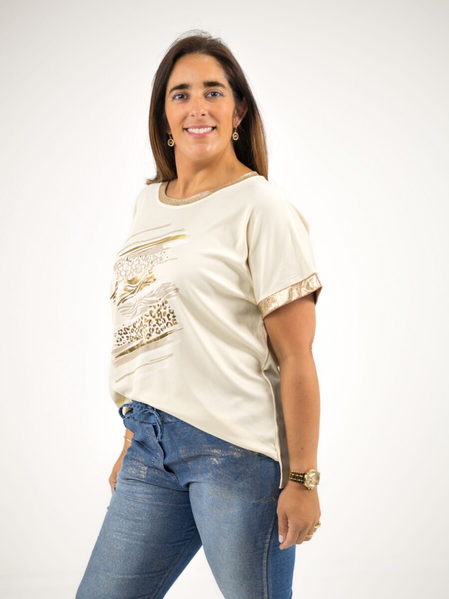 Blusa elastizada tipo morley Beige