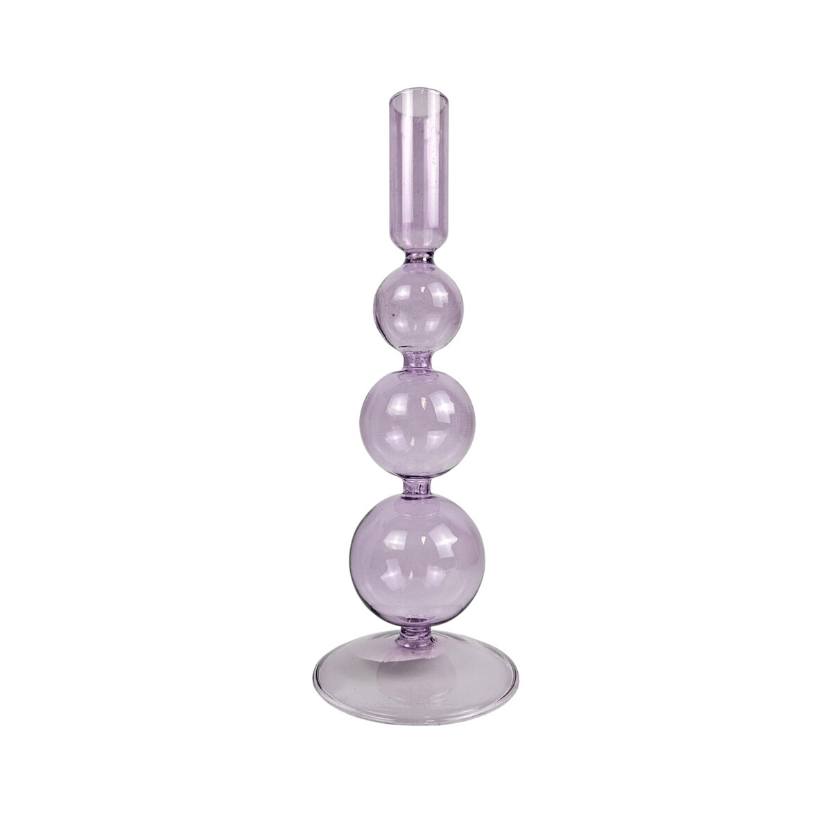 Candelabro Cala de vidrio rosado 