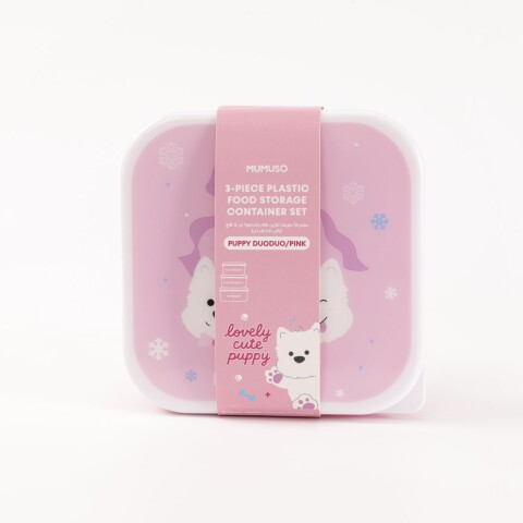 SET DE CONTENEDORES PLÁSTICOS PARA ALIMENTOS (3 PIEZAS – PERRITO DUODUO / ROSA) SET DE CONTENEDORES PLÁSTICOS PARA ALIMENTOS (3 PIEZAS – PERRITO DUODUO / ROSA)