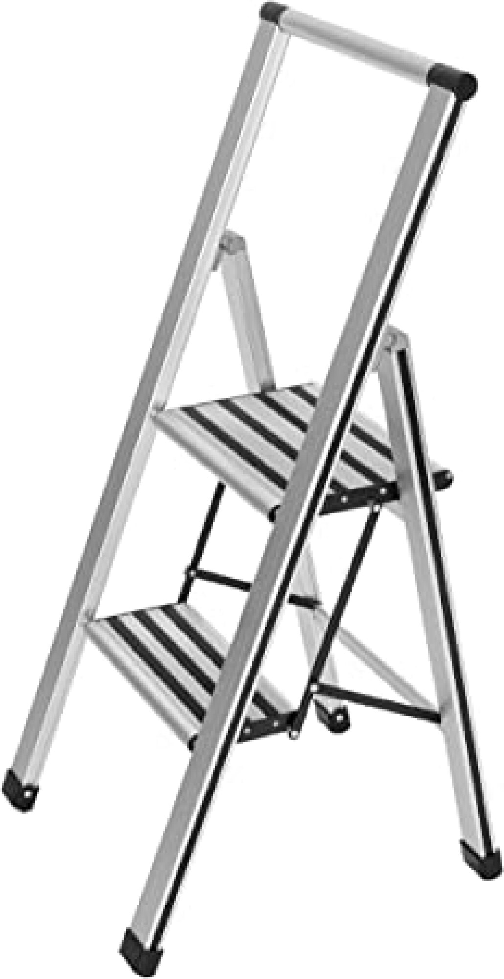 Delxo Escalera de aluminio plegable con 2 escalones, acabado de
