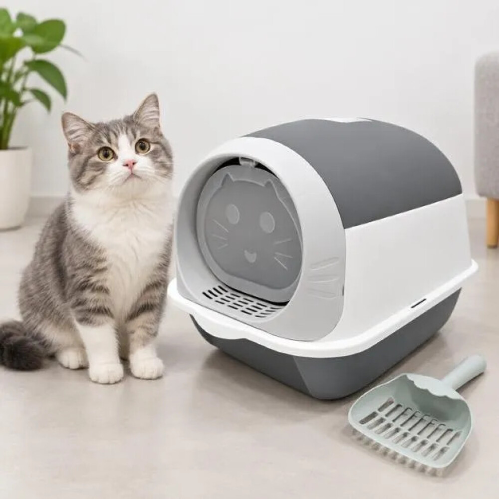 Caja Sanitaria Cerrada Con Puerta Y Pala Para Gatos Caja Sanitaria Cerrada Con Puerta Y Pala Para Gatos