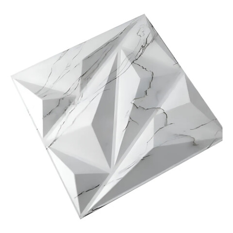 Revestimiento de Pared Panel 3D PVC 50x50cm Flor Simétrica Diseño Mármol Oscuro