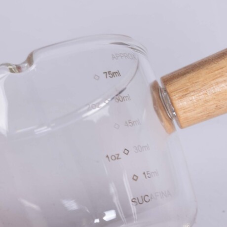 MINI MEDIDOR 100ML VIDRIO-Y-MADERA TRANSPARENTE A102