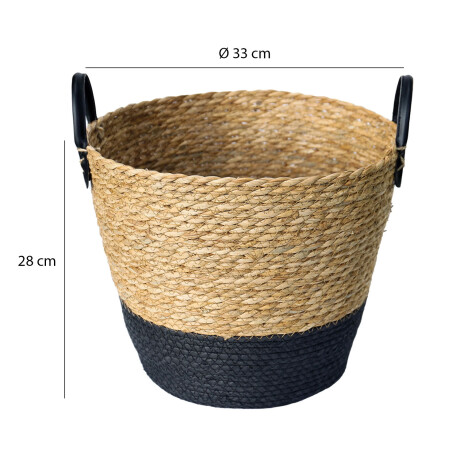 Cesto Canasto de Fibra Natural c/Asa Paramount Deco Ø33x28Cm Negro