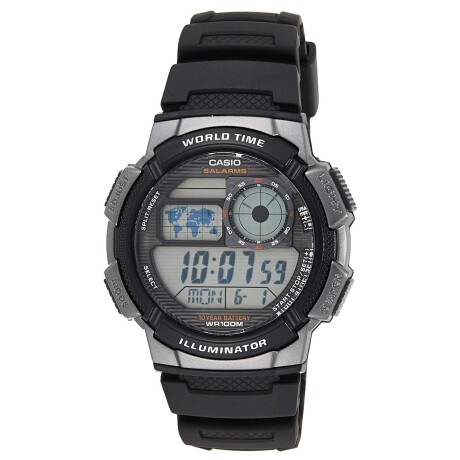 Reloj Digital Multifunción Casio AE-1000W Resistente al Agua 100mts Negro,Gris,Negro