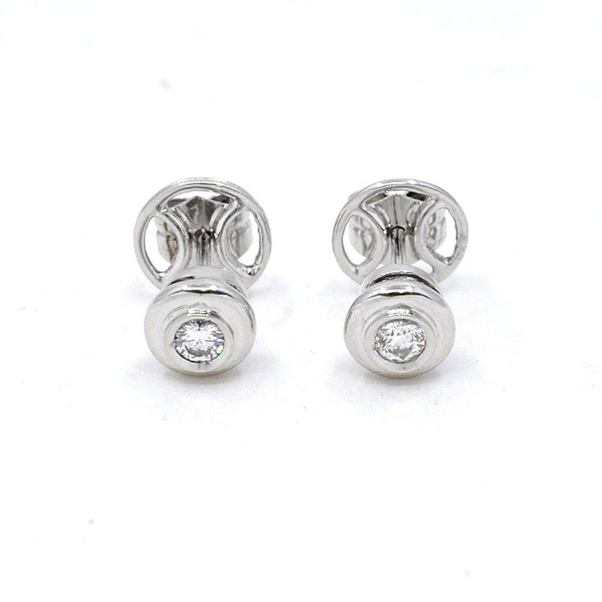 Caravanas En Oro 18K Blanco Y Brillantes 