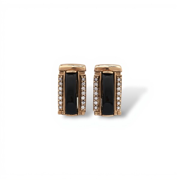 Caravanas Vintage-Plata y oro-Onix-CA5076 conpiedra